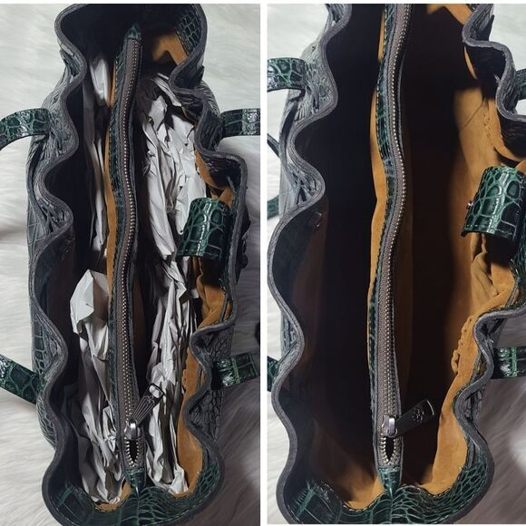 NWT|Patricia Nash|10th Anniversary Whitney Croc Embossed Green Leather Tote - Picture 4 of 11